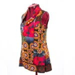Thumbnail for SAN FRANCISCO - Haut Tunic  Col Bénitier Multicolore Imprimé Rétro Patchwork Style Boho - Large