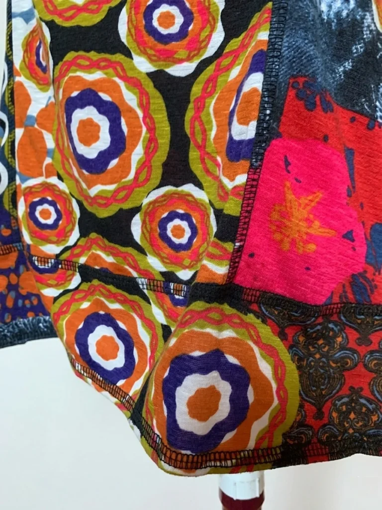 Image for SAN FRANCISCO - Haut Tunic  Col Bénitier Multicolore Imprimé Rétro Patchwork Style Boho - Large