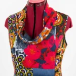 Thumbnail for SAN FRANCISCO - Haut Tunic  Col Bénitier Multicolore Imprimé Rétro Patchwork Style Boho - Large