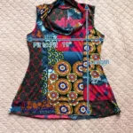 Thumbnail for SAN FRANCISCO - Haut Tunic  Col Bénitier Multicolore Imprimé Rétro Patchwork Style Boho - Large