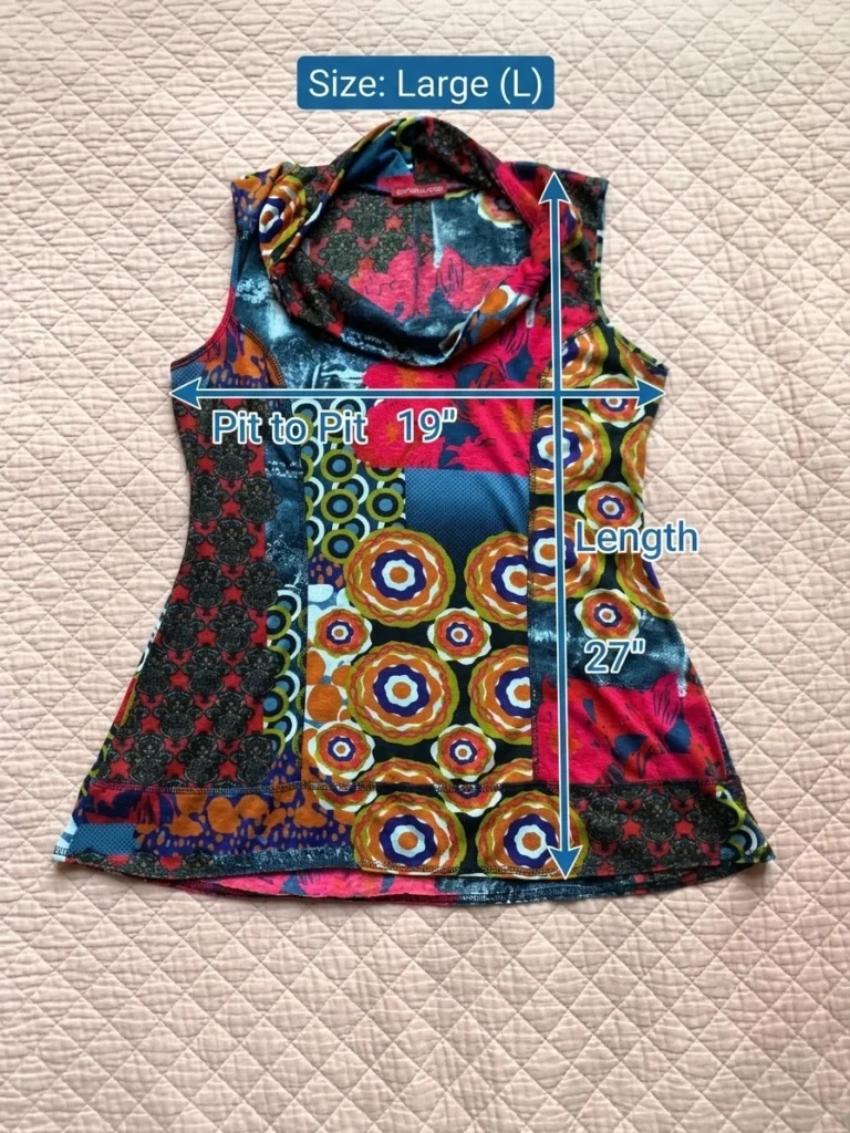 Image for SAN FRANCISCO - Haut Tunic  Col Bénitier Multicolore Imprimé Rétro Patchwork Style Boho - Large