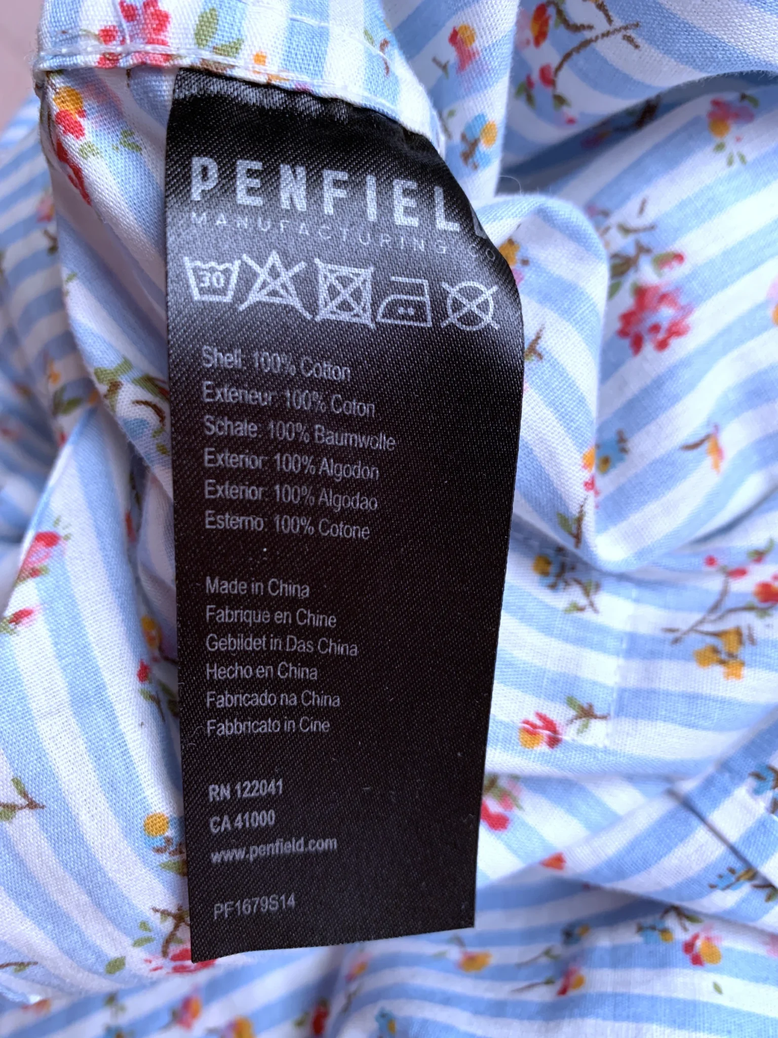 Image for PENFIELD – Chemise boutonnée à manches longues, rayée à fleurs, style preppy – Taille M