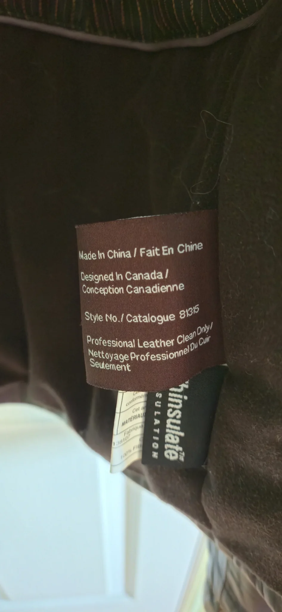 Image for Manteau en cuir brun avec col mouton détachable.