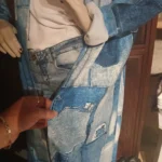 Thumbnail for Long coat made from pieces of denim