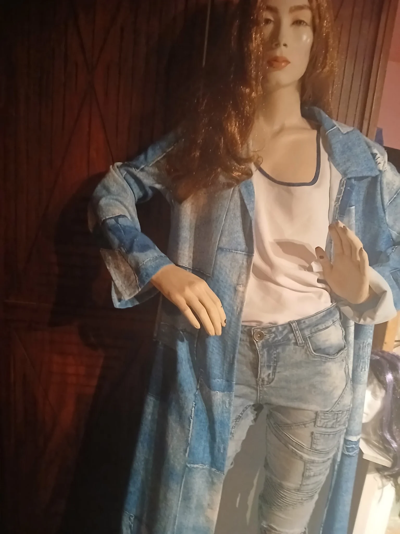 Image for Long coat made from pieces of denim