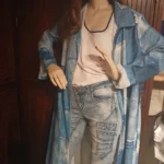 Thumbnail for Long coat made from pieces of denim