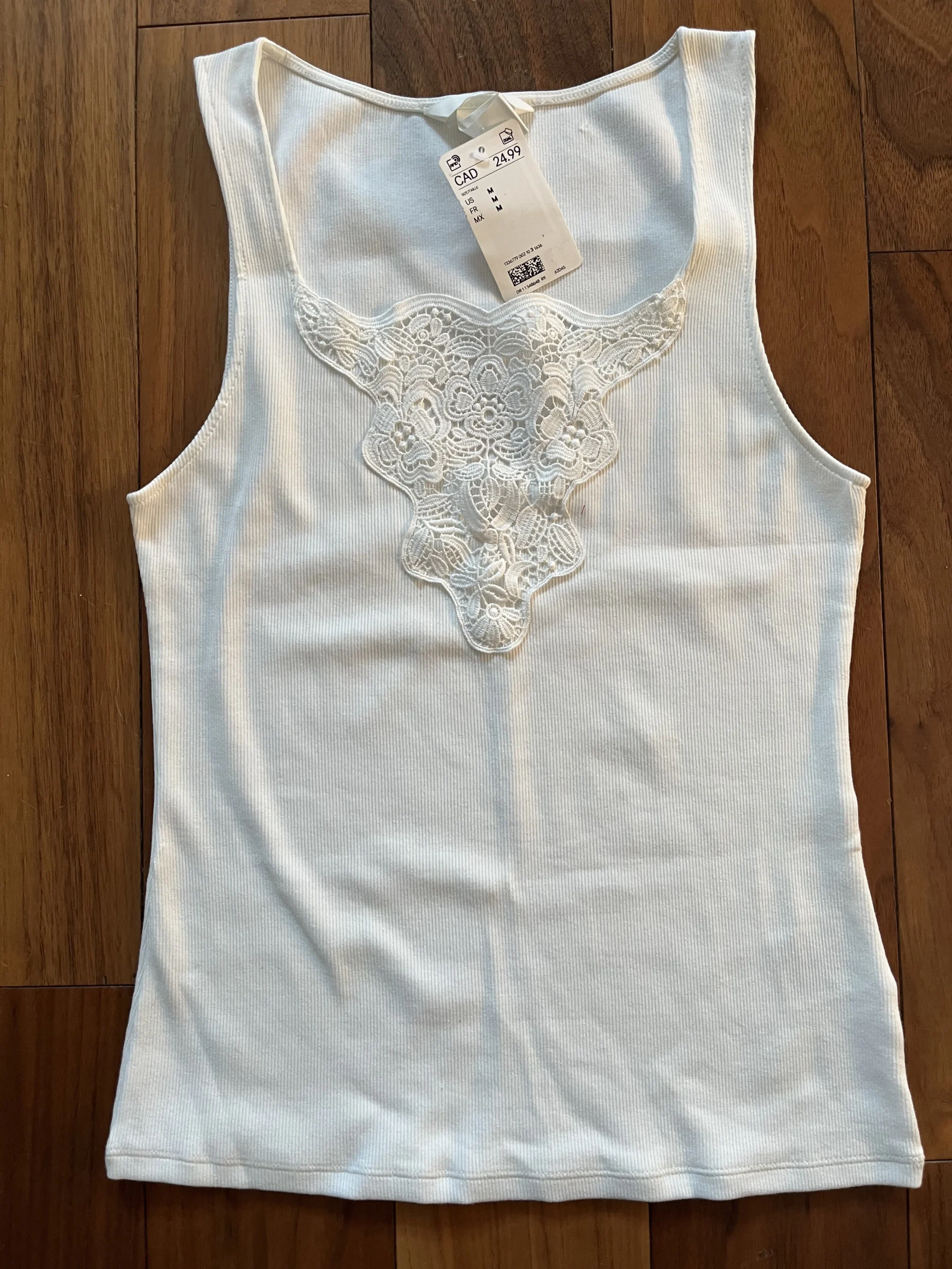 Camisole blanche avec dentelle taille M de HM HM seconde main