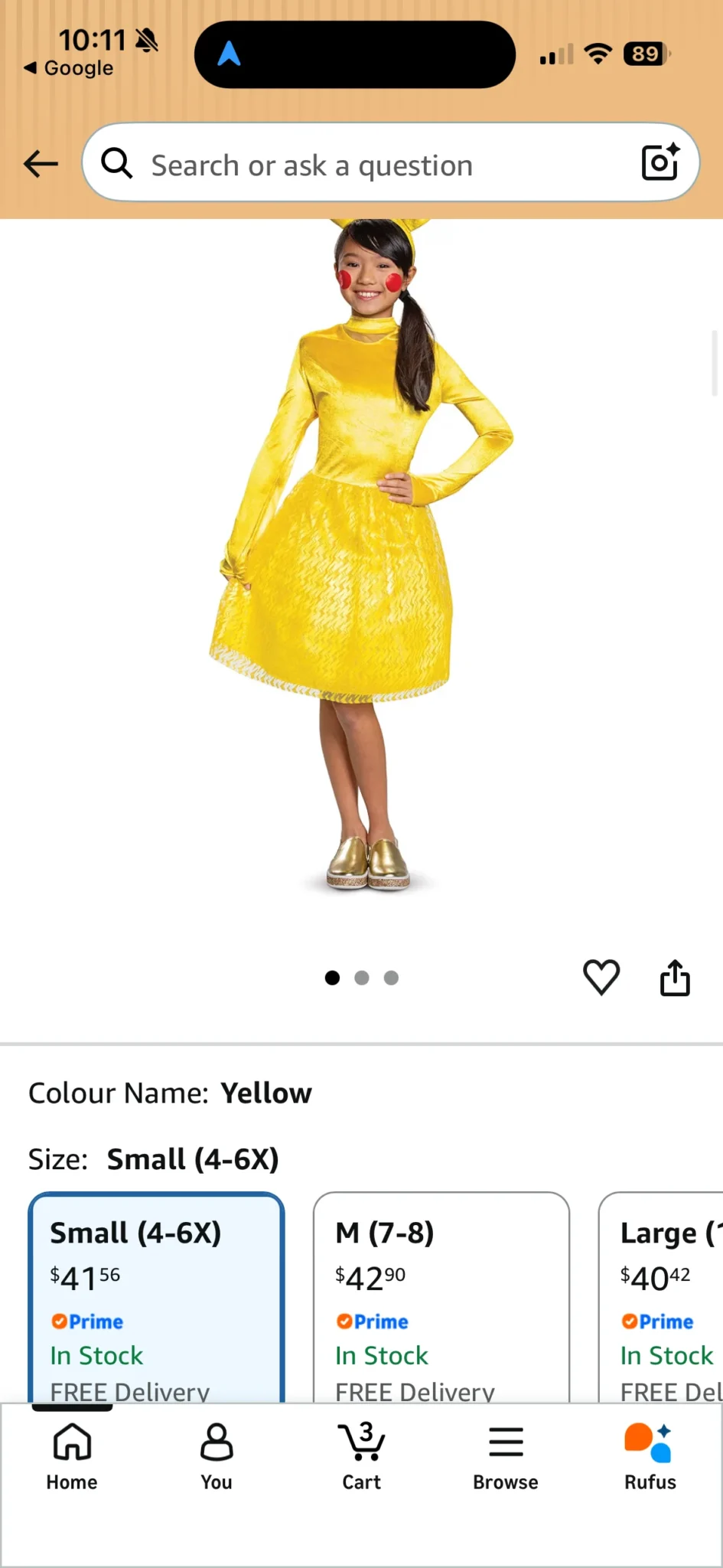 Image for Costume pikachu 4-6 ans neuf