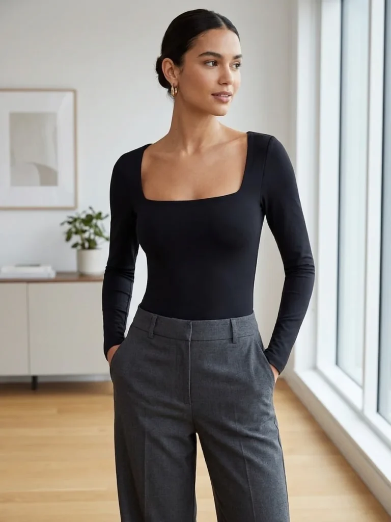 Image for Aritzia square-neck bodysuit – Black