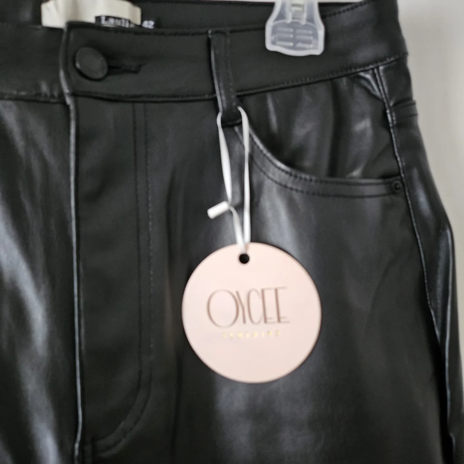Image for OYCEE high-waisted faux leather trousers