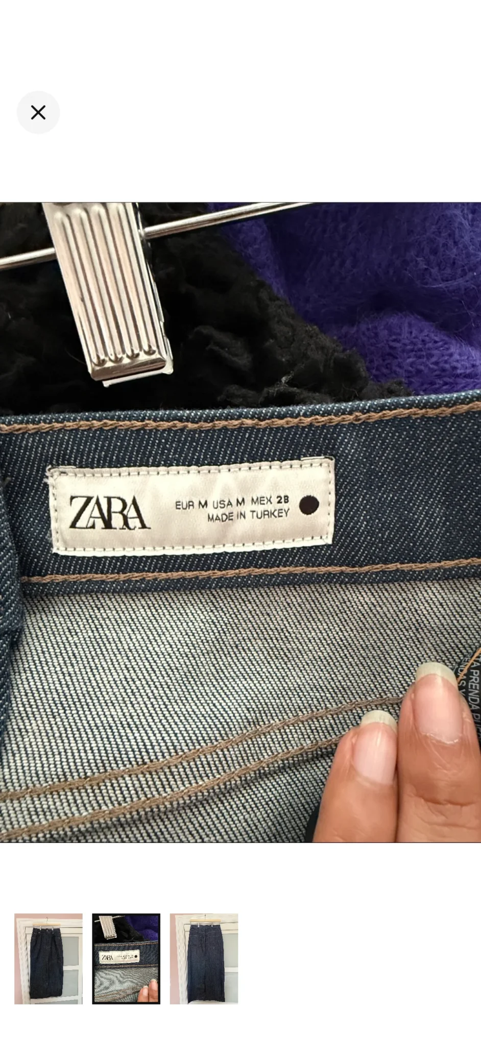 Image for Zara – long indigo denim skirt