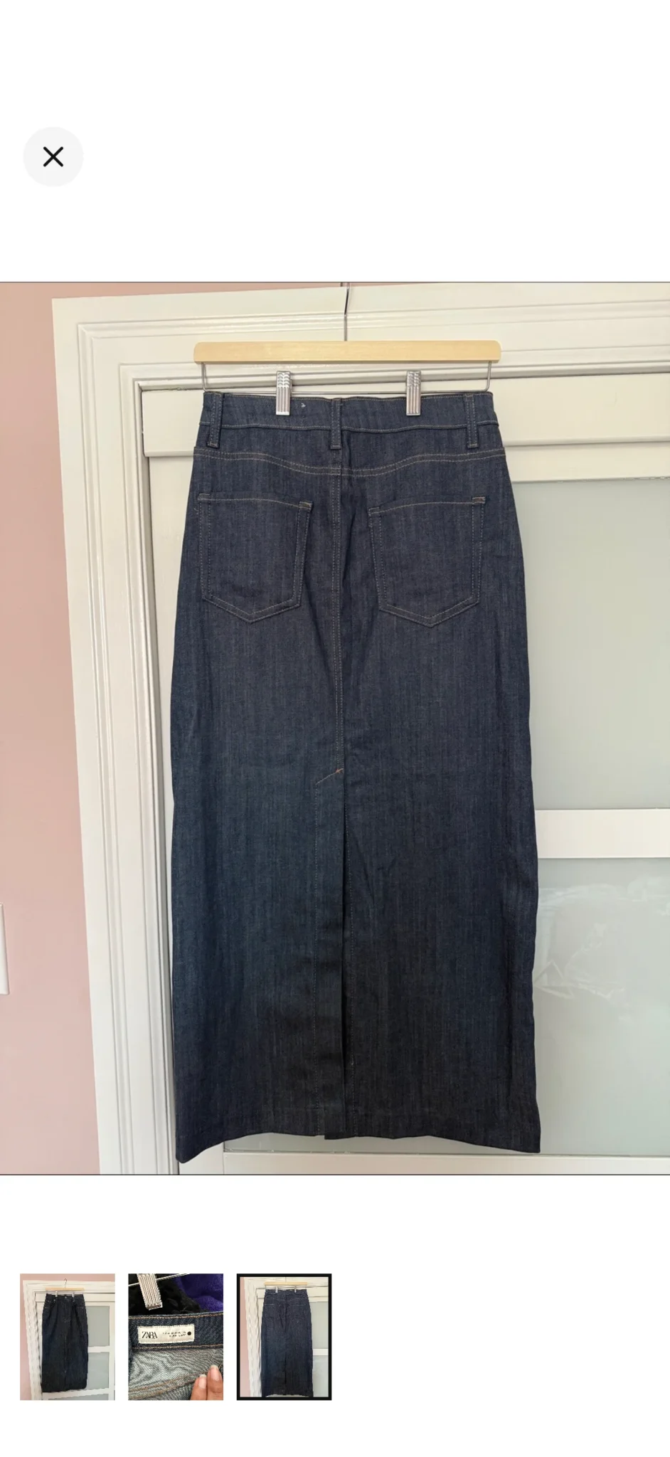 Image for Zara – long indigo denim skirt