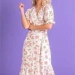 Thumbnail for Dusk Floral Wrap Midi Dress
