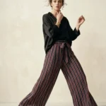 Featured thumbnail for FRAME Wide-leg Striped Satin Trousers