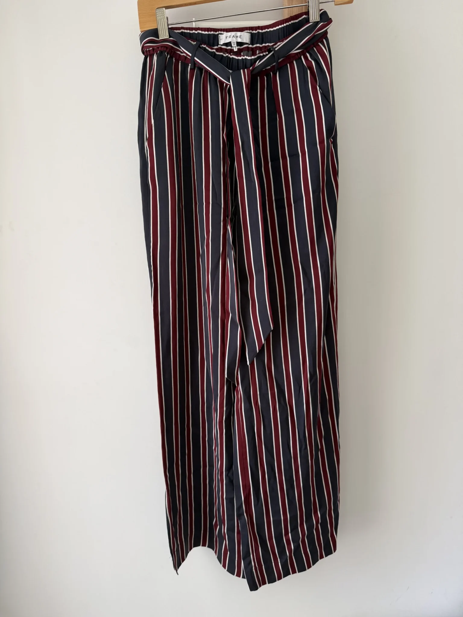Image for FRAME Wide-leg Striped Satin Trousers