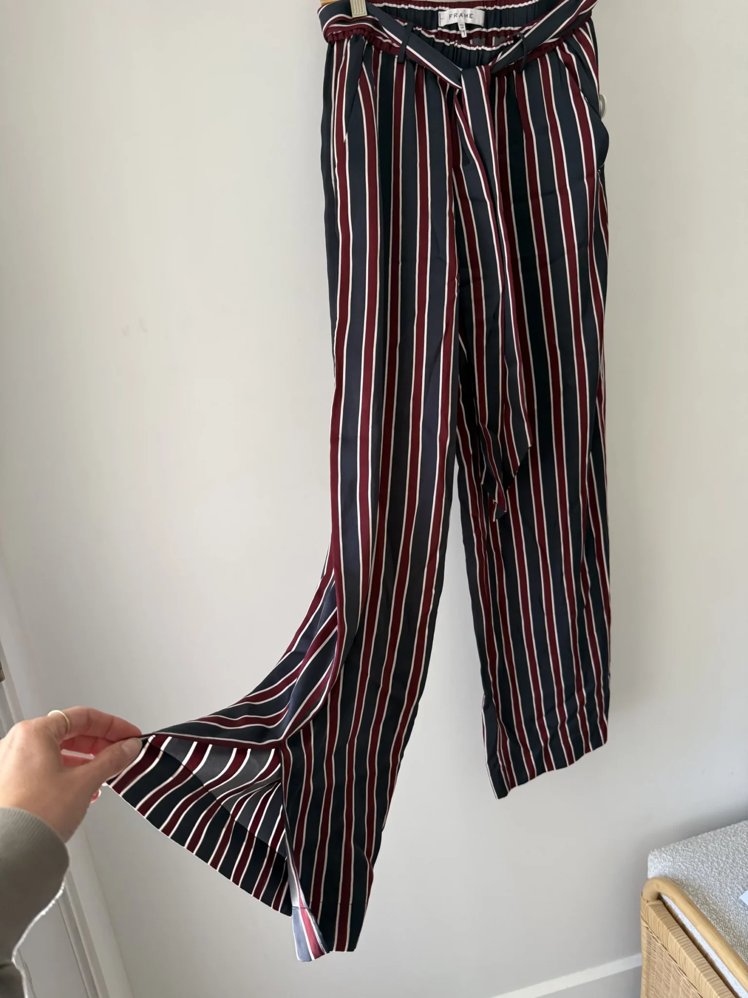 Image for FRAME Wide-leg Striped Satin Trousers