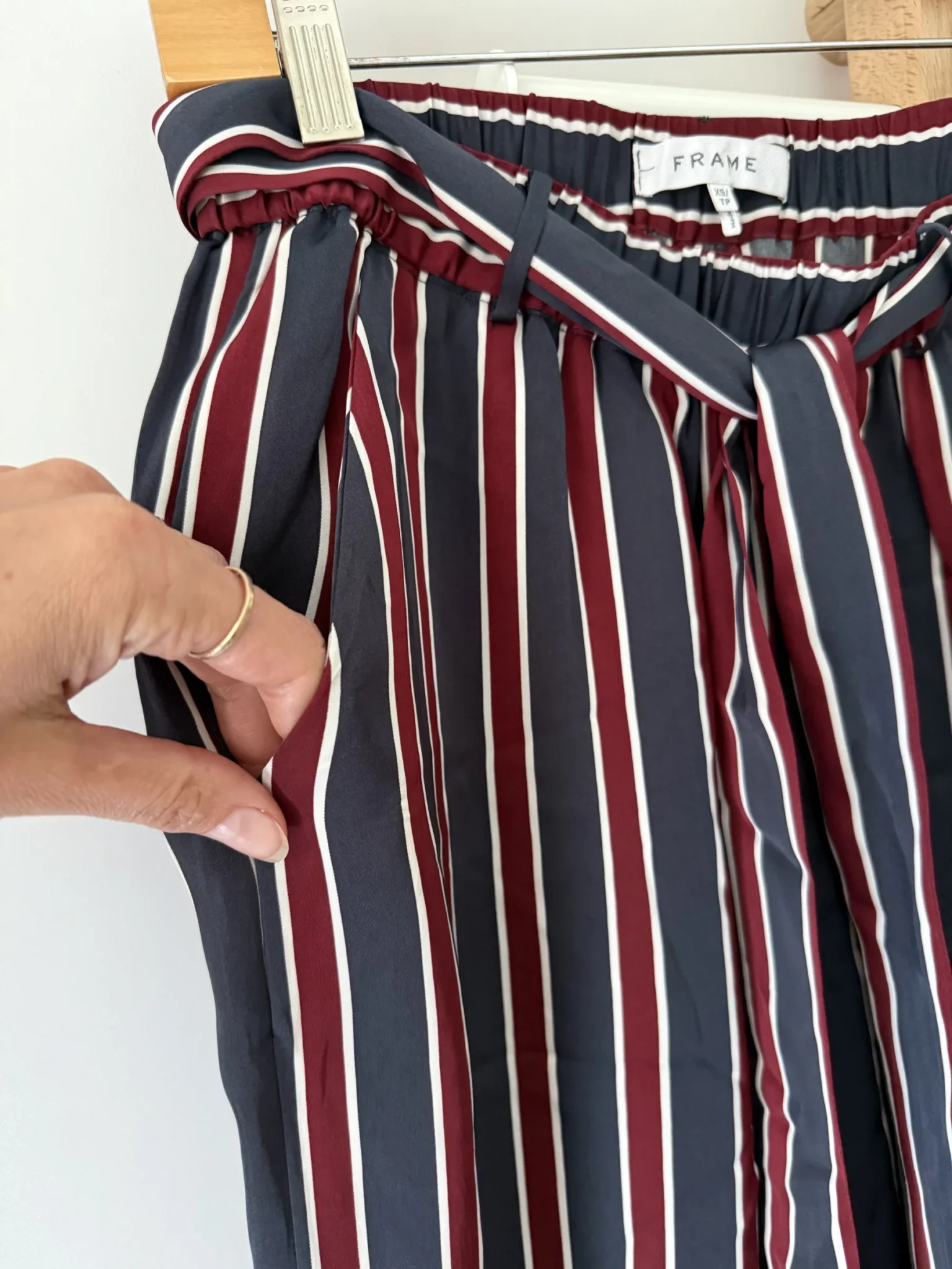 Image for FRAME Wide-leg Striped Satin Trousers