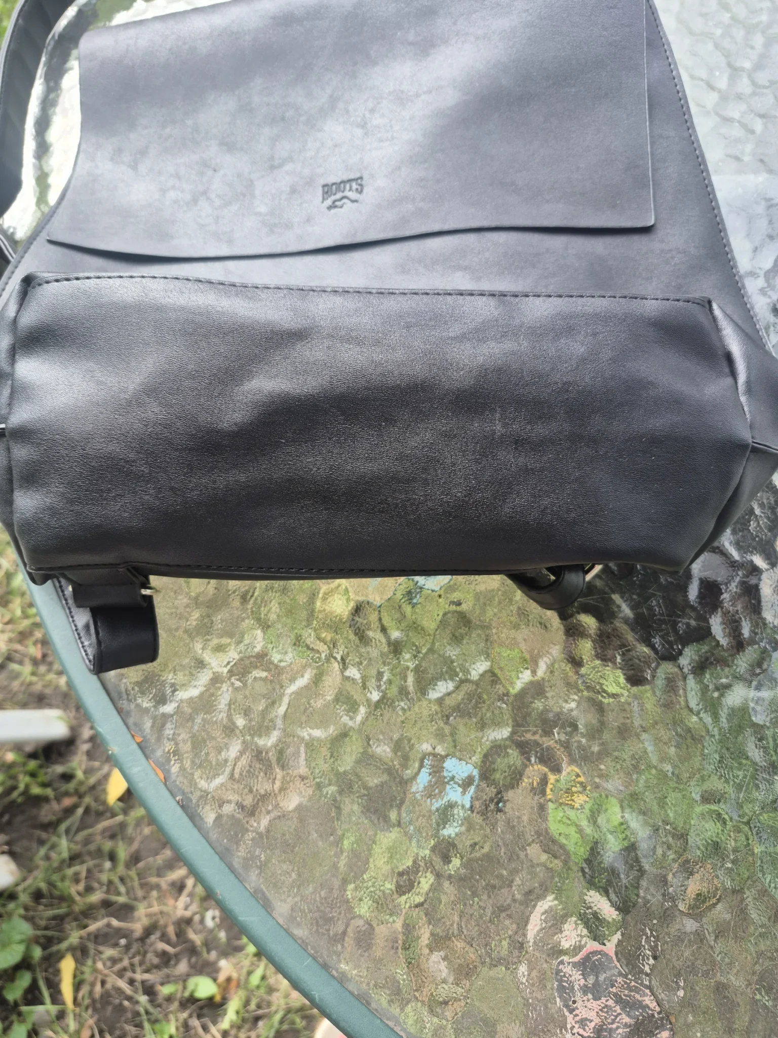 Image for Roots black leather rucksack bag