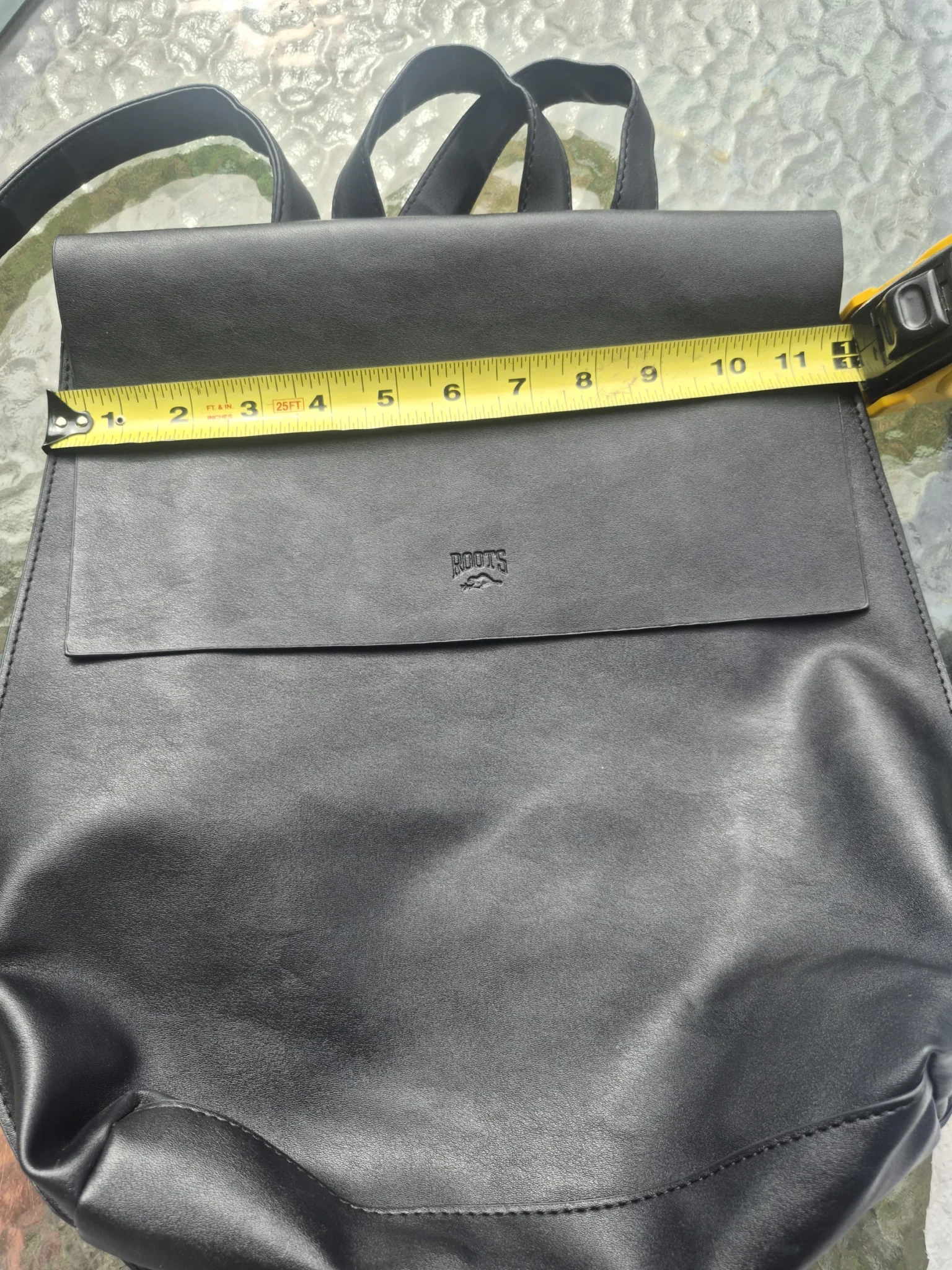 Image for Roots black leather rucksack bag
