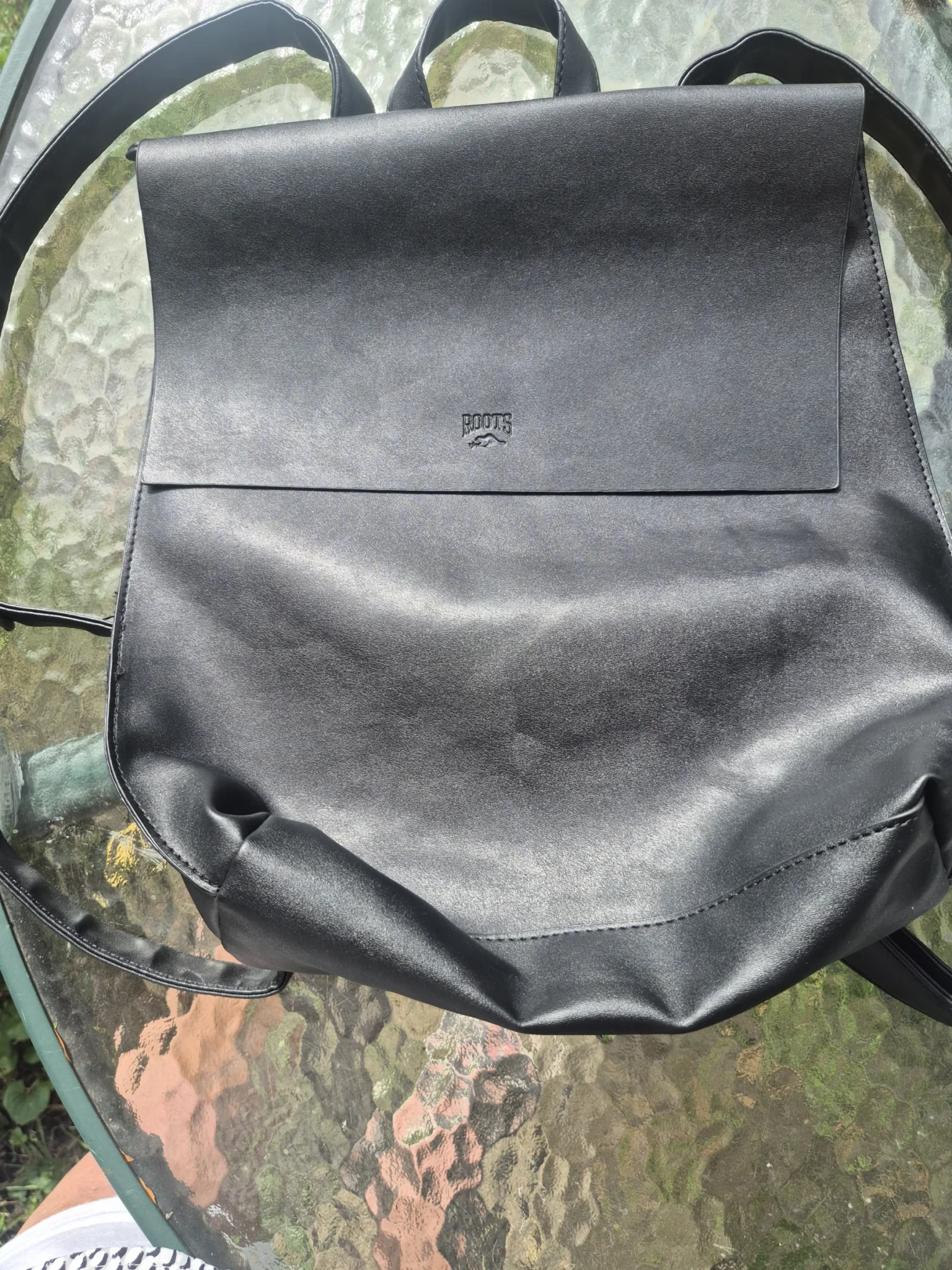 Image for Roots black leather rucksack bag