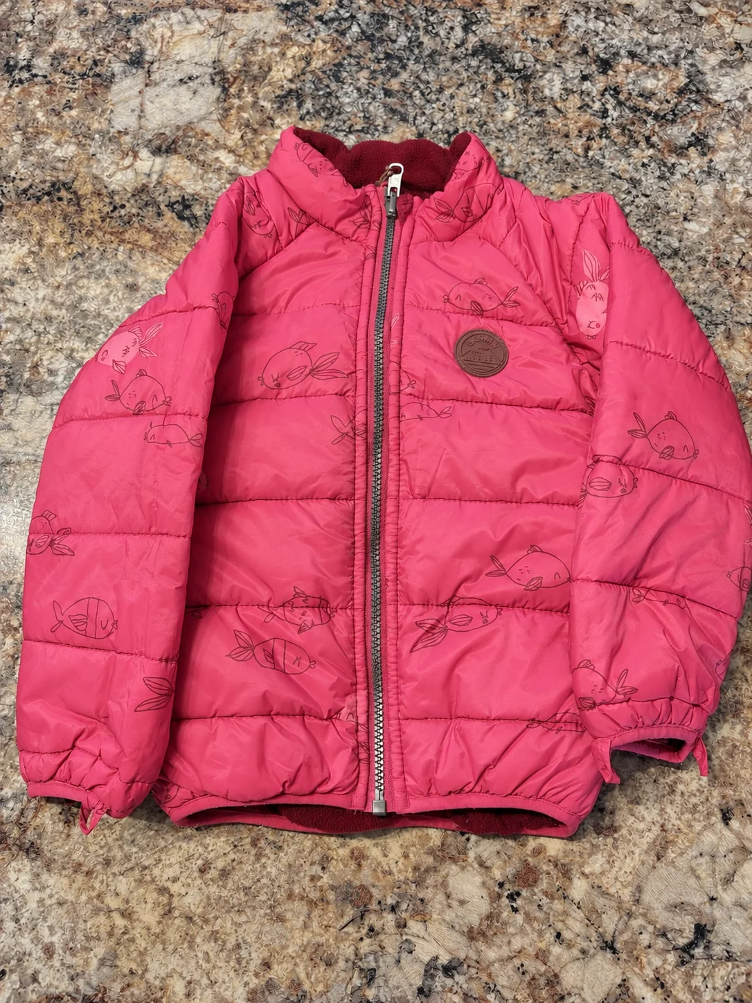 Manteau matelassé réversible Souris Mini – Rose à poissons – 3 ans / 96 cm Souris Mini seconde main