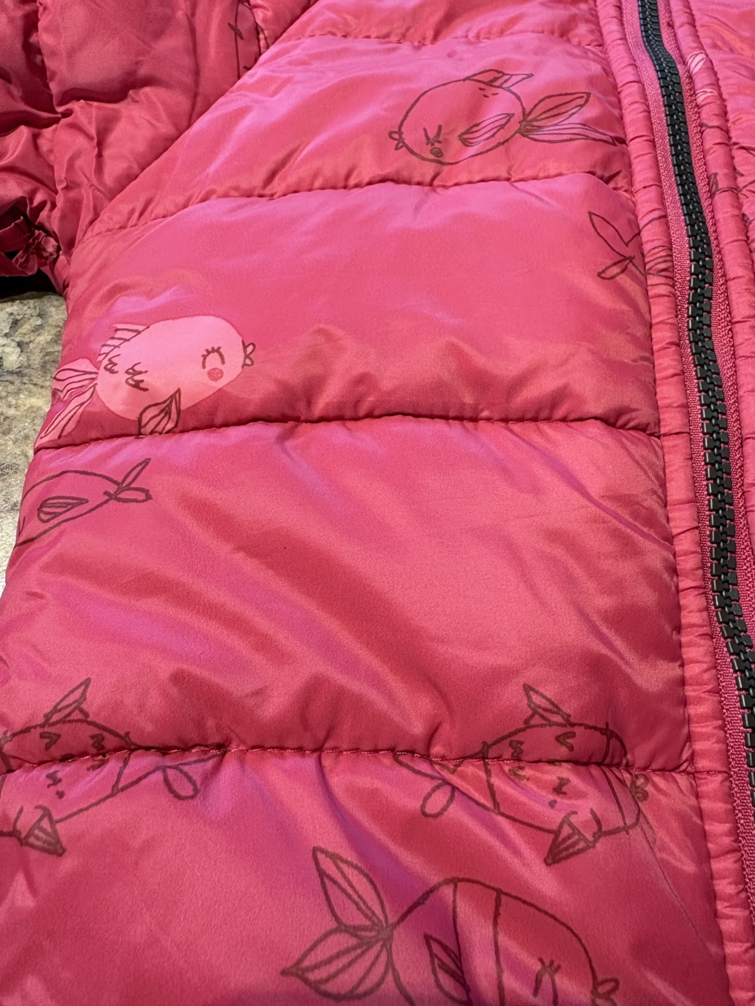 Image for Manteau matelassé réversible Souris Mini – Rose à poissons – 3 ans / 96 cm