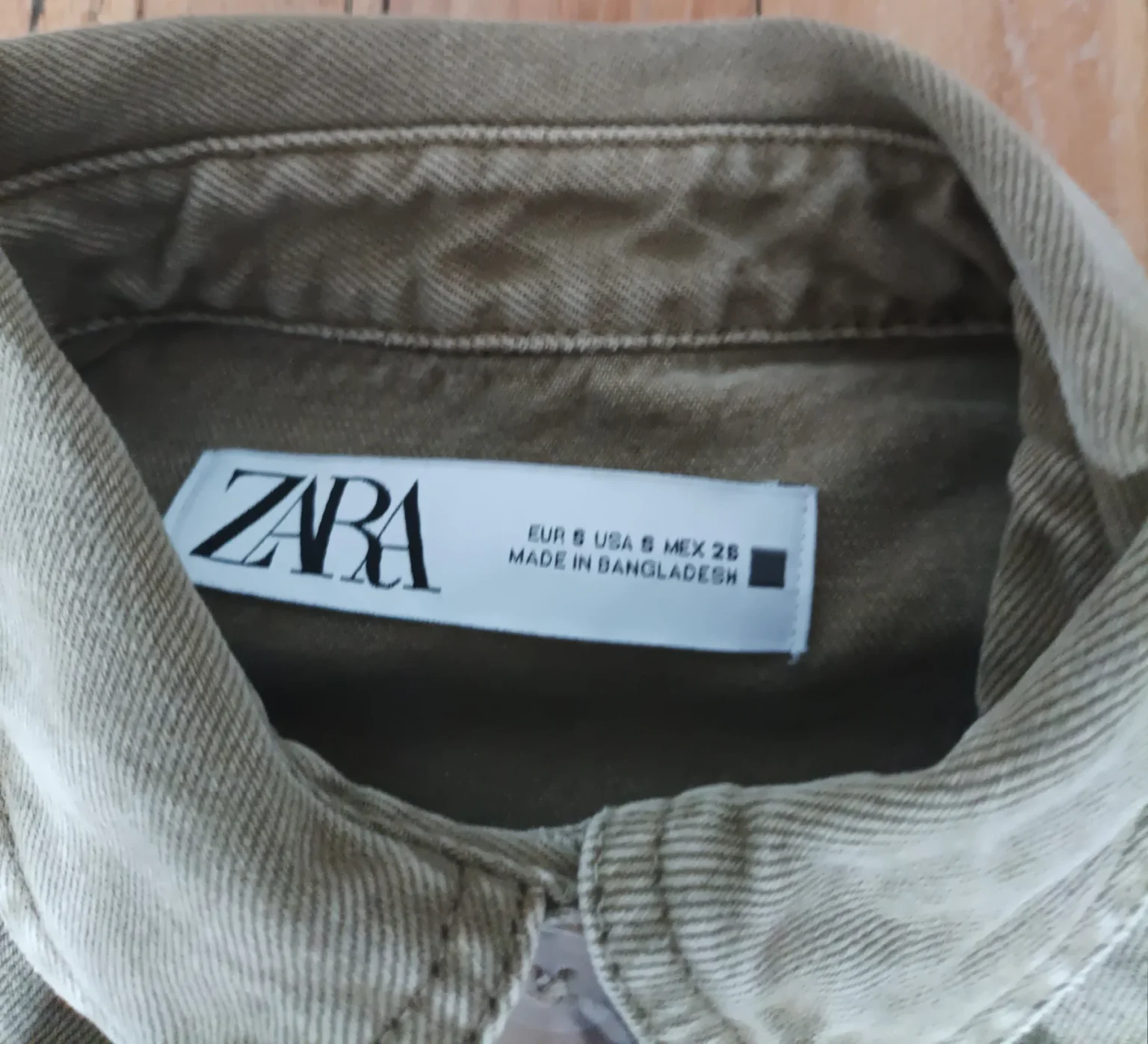 Image for Khaki cotton faded denim shirt jacket – Zara – size S