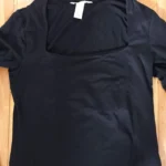 Thumbnail for Black long-sleeved top with a low-cut square neckline – size M