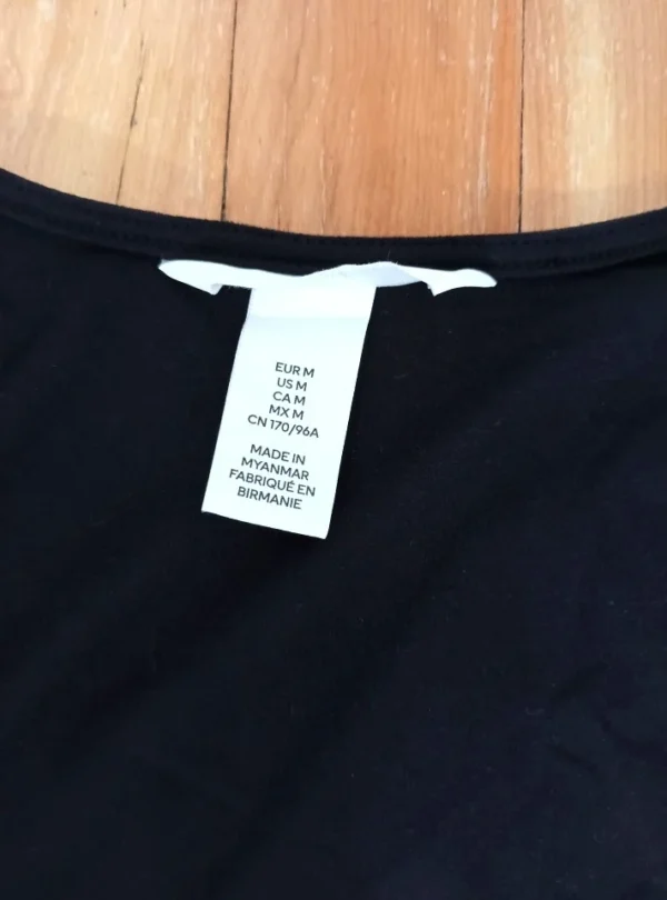 Image for Black long-sleeved top with a low-cut square neckline – size M