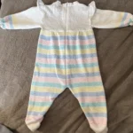 Thumbnail for Vintage 80s/90s Pastel Knit Romper – Size 6M