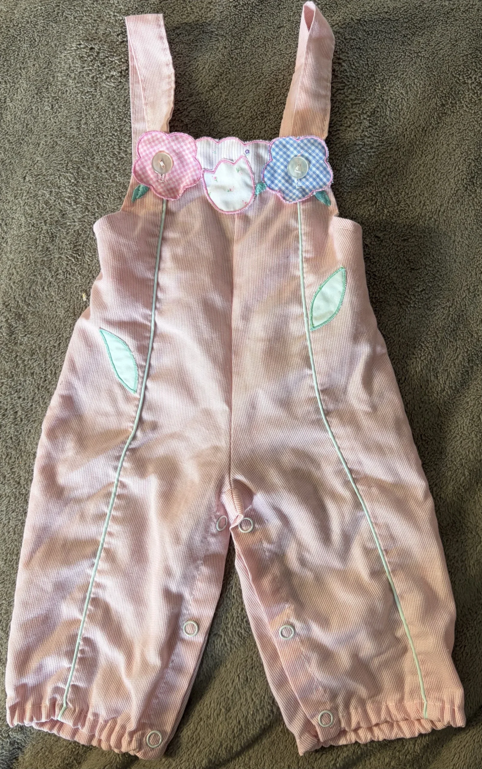 Adorable Vintage Baby Dungarees – Retro Style in Pink and White *Other seconde main