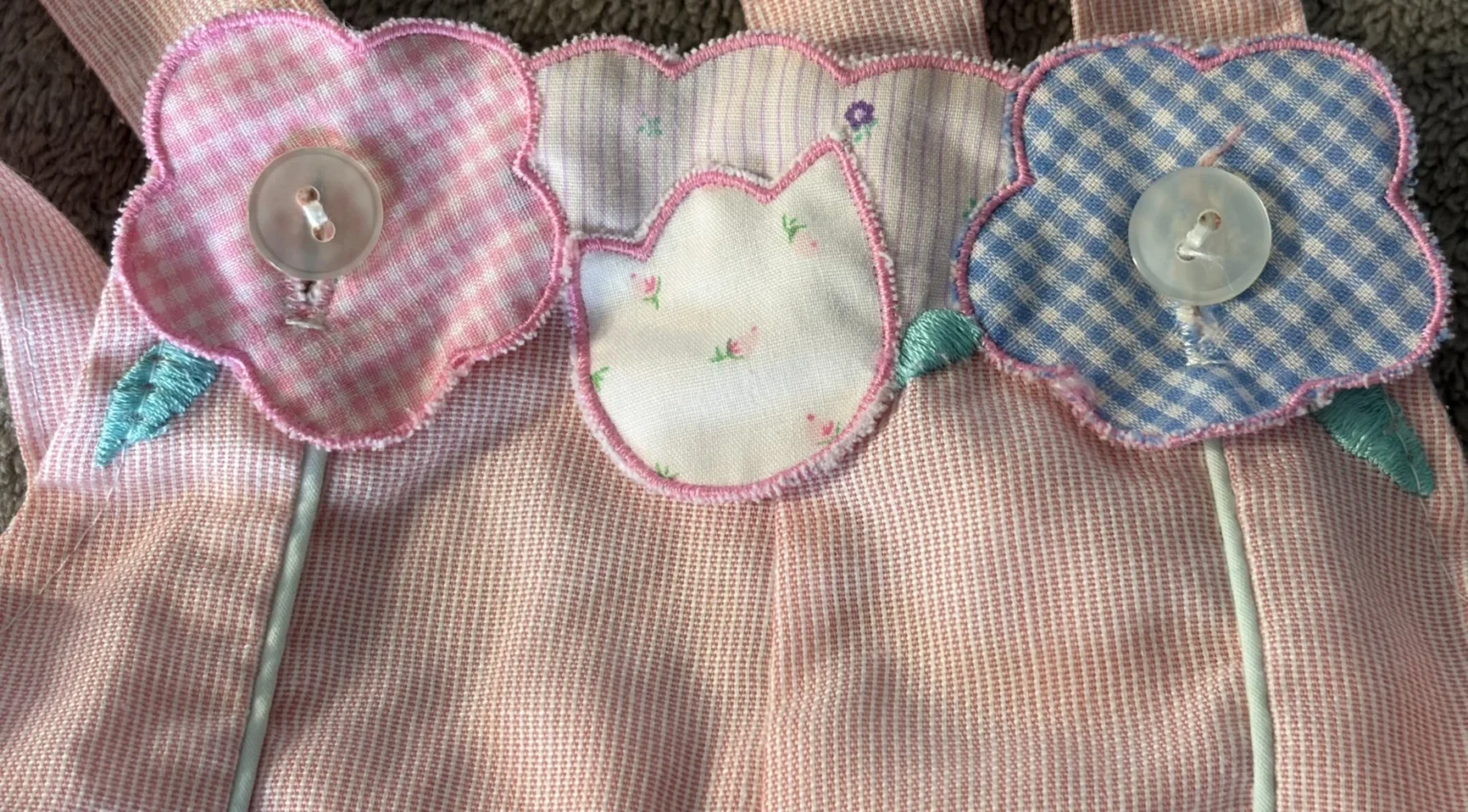 Image for Adorable Vintage Baby Dungarees – Retro Style in Pink and White