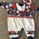 Featured thumbnail for MINIMAXI vintage baby pyjama and beret set – Made in Canada – 12 months