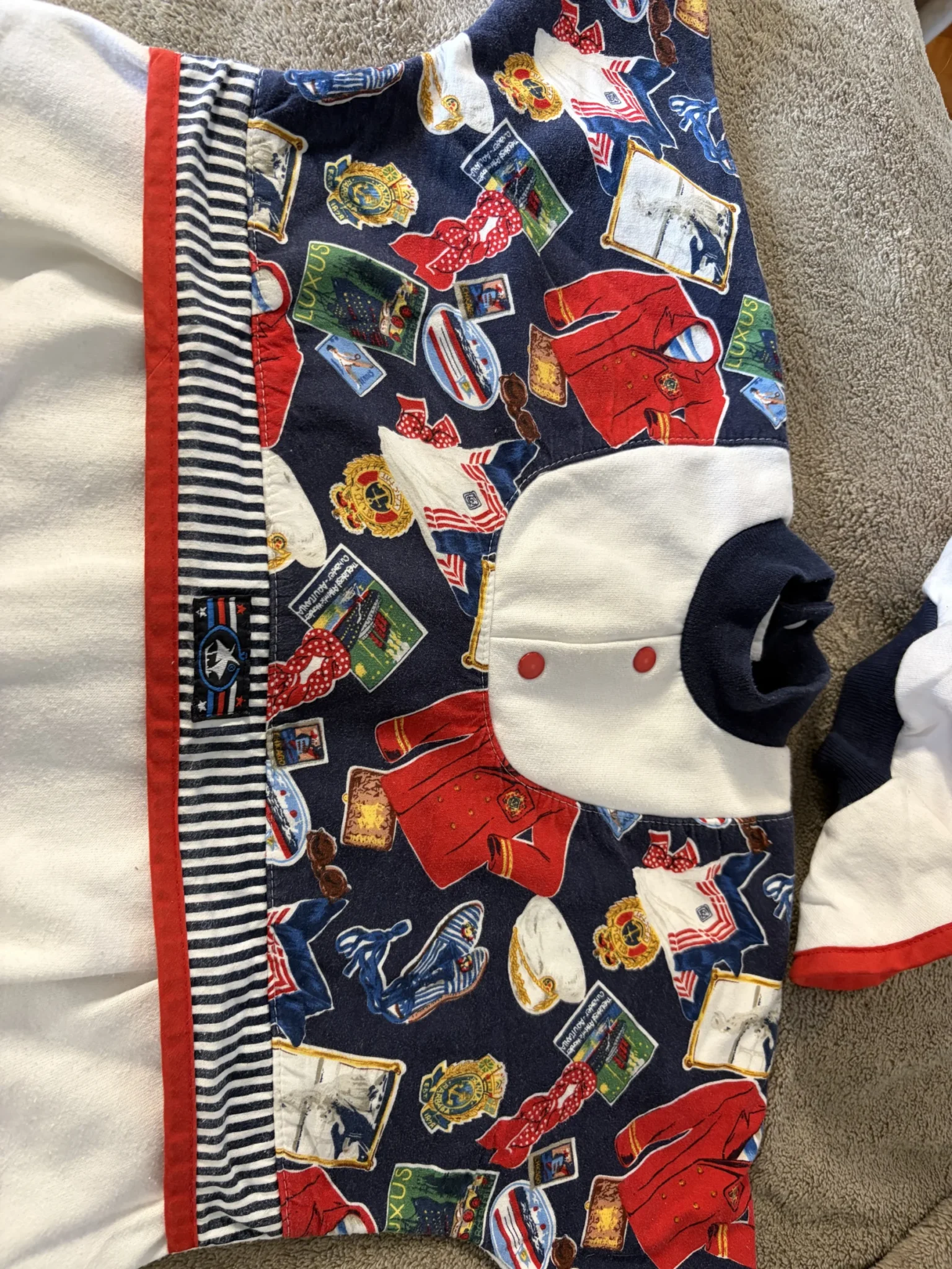 Image for MINIMAXI vintage baby pyjama and beret set – Made in Canada – 12 months