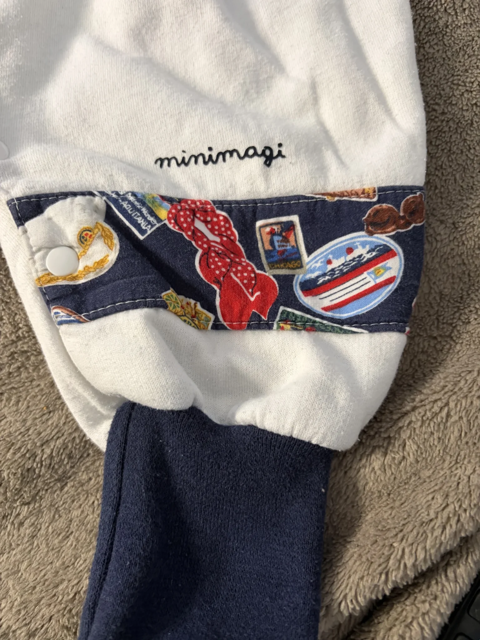 Image for MINIMAXI vintage baby pyjama and beret set – Made in Canada – 12 months