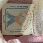 Thumbnail for Crackerjack vintage pink and white knitted romper – 6 months