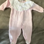 Featured thumbnail for Beautiful vintage pink knitted pyjamas / romper – 3 months