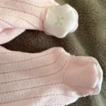 Thumbnail for Beautiful vintage pink knitted pyjamas / romper – 3 months
