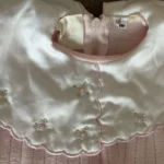 Thumbnail for Beautiful vintage pink knitted pyjamas / romper – 3 months