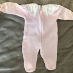 Thumbnail for Beautiful vintage pink knitted pyjamas / romper – 3 months