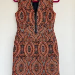 Featured thumbnail for RAOUL dress in textured paisley with faux leather trim – FR 34 / US 2