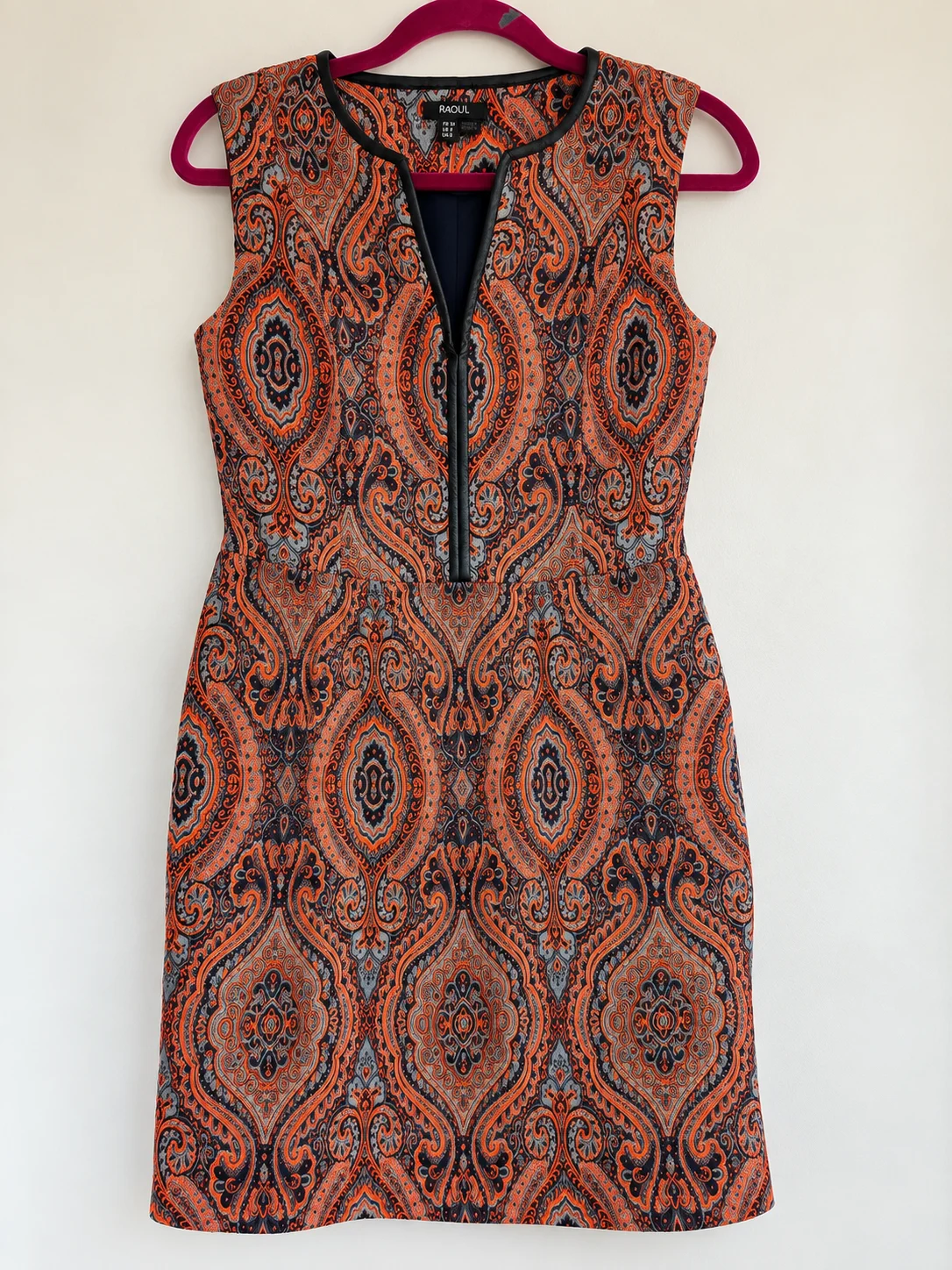 RAOUL dress in textured paisley with faux leather trim – FR 34 / US 2 *Other seconde main