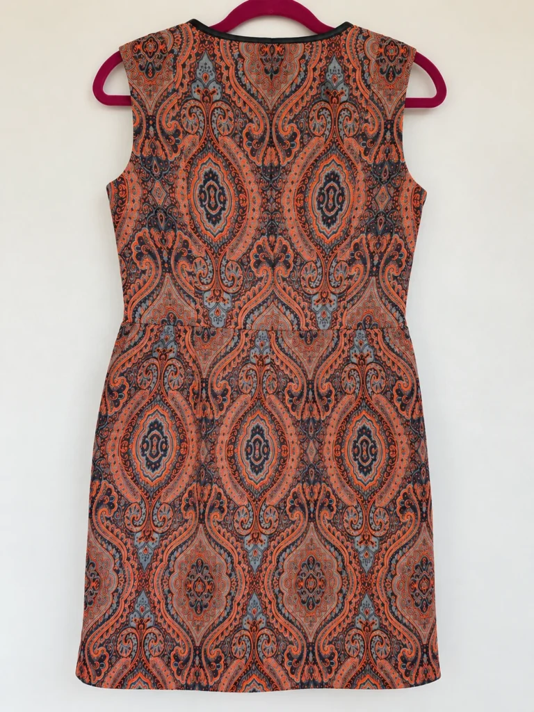 Image for RAOUL dress in textured paisley with faux leather trim – FR 34 / US 2