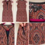Thumbnail for RAOUL dress in textured paisley with faux leather trim – FR 34 / US 2