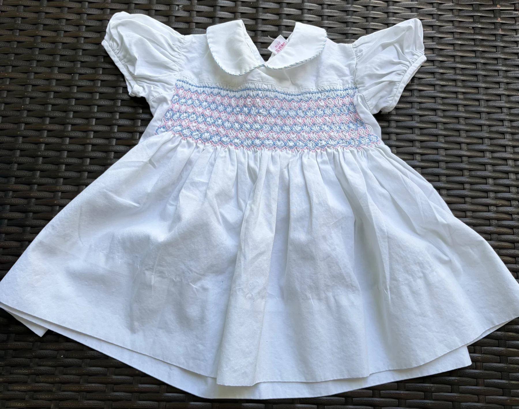 Handmade vintage smocked dress ‘Tic Toc’ – Size 18 months (1½ years) *Other seconde main