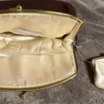 Thumbnail for Vintage ST. JOHN evening clutch bag with built-in mini purse – Brown & Gold