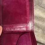 Thumbnail for Stunning 3-piece vintage set in braided leather – Berry/Fuchsia colour (bag, wallet, purse)