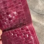Thumbnail for Stunning 3-piece vintage set in braided leather – Berry/Fuchsia colour (bag, wallet, purse)