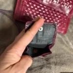 Thumbnail for Stunning 3-piece vintage set in braided leather – Berry/Fuchsia colour (bag, wallet, purse)
