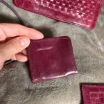 Thumbnail for Stunning 3-piece vintage set in braided leather – Berry/Fuchsia colour (bag, wallet, purse)
